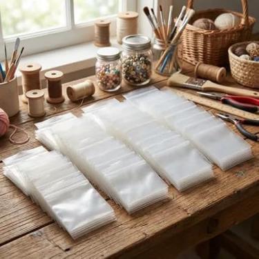 Imagem de 500 unidades de sacos de armazenamento, sacos de plástico com zíper resseláveis - duráveis, pequenos sacos de joias de plástico que fecham facilmente e com segurança, adequados para embalagem e