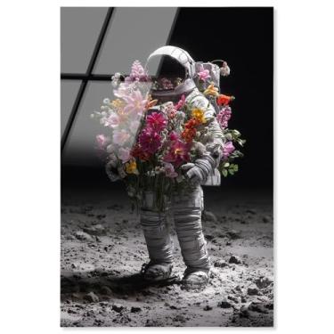 Imagem de Arte de parede de astronauta com impressão acrílica Lunar Bloom por Art Remedy, pronto para pendurar, 40,6 x 61,8 cm