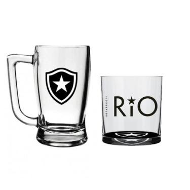 Imagem de Kit Caneca De Vidro Taberna 340ml Copo Whisky 305ml Times Futebol Vidr