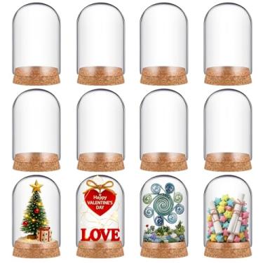 Imagem de Barydat 12 peças de cúpula de vidro cloche com tampas de cortiça, mini frascos de vidro cloche com base de frascos decorativos expositor para armazenamento de flores de amostras artesanato artes