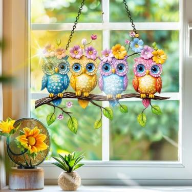 Imagem de Apanhador de sol de acrílico colorido, decoração de janela suspensa de águia, arte de parede de arco-íris, para quarto, varanda, interior e exterior, jardim, enfeites de Natal, decoração 19 x 19 cm hh