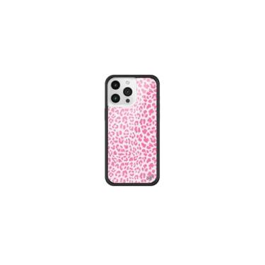 Imagem de Wildflower Capas - Pink Meow, Compatível com Apple iPhone 16 Pro Max | Leopardo Cheetah Animal Popular Estética Bonito Moderno - Protetor Protetor Preto, Certificado de Queda de 1,2 m, Propriedade de