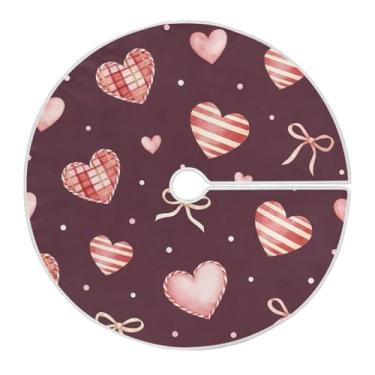 Imagem de Blueangle Saia de árvore de laço de fita de dia dos namorados de 118 cm - decoração de árvore de feriado de poliéster macio resistente a rugas (132)