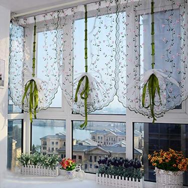 Imagem de GLOGLOW Cortina de Tule Transparente Voile Com Design Floral de Crisântemo, Altura Ajustável, Poliéster, 31,5 X 39,4 pol., para Necessidades Diárias de Sala de Estar e Quarto (80 * 100cm)
