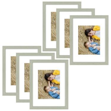 Imagem de Golden State Art, Porta-retrato 23 x 30,5 cm, pacote com 6 unidades, fosco, 15,8 x 20,3 cm, com acrílico, conjunto de molduras para galeria, montagem na parede (cinza, pacote com 6)