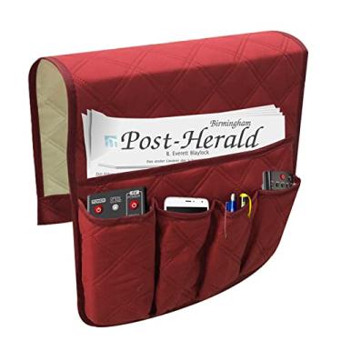 Imagem de BAGASI Organizador de apoio de braço de sofá, suporte de controle remoto para sofá reclinável, suporte de armazenamento de bolso lateral para cadeira de braço com 5 bolsos para revista, tablet e