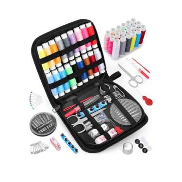 Imagem de Kit de costura portátil de 86 peças para adultos, acessórios de costura, contém linha, agulha, tesoura, fita métrica, dedal, faça você mesmo, presentes de Natal