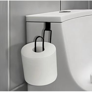 Imagem de Suporte de papel higiênico de ferro, suporte de rolo de papel higiênico montado na parede para banheiro, design de metal durável e elegante, rack de papel higiênico com economia de espaço (P1)