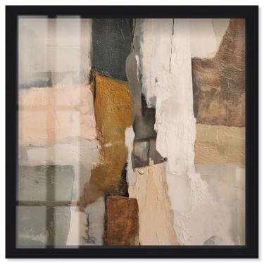 Imagem de Fissured Field III Shadowbox Print Boho Brown Wall Art por Art Remedy, moldura preta, 53 x 53 cm