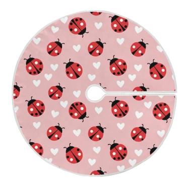 Imagem de Blueangle Saia vermelha para árvore de joaninhas de dia dos namorados de 90 cm - decoração de árvore de férias de poliéster macio e resistente a rugas (526)