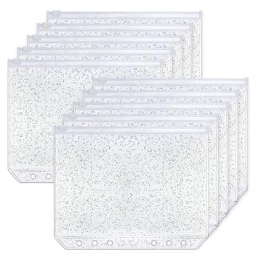 Imagem de XiowDow 10 peças de bolsos para fichário A5 transparentes envelopes de enchimento de dinheiro bolsa de plástico com zíper protetores de folha de PVC para fichários de orçamento de dinheiro inserções