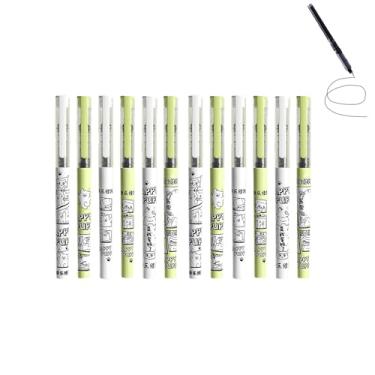 Imagem de GZBABY Canetas esferográficas rolantes, 12 peças, caneta esferográfica de ponta fina, tinta preta, 0,5 mm, secagem rápida (cachorro)