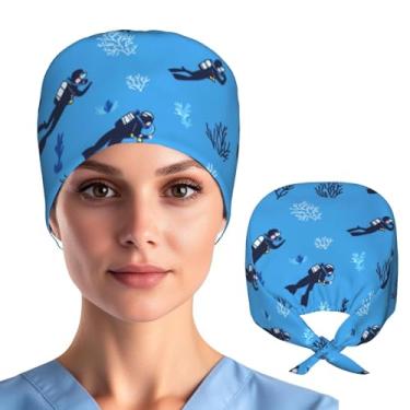 Imagem de Buyidec Boné de trabalho bonito chapéu de natação para mergulhador com faixa de suor, confortável e respirável, ajustável, boné para homens e mulheres