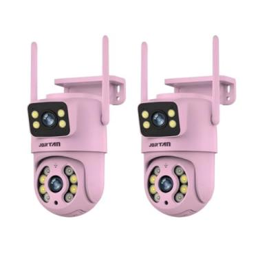 Imagem de ANJ.GG Câmera de Segurança Interna/Externa, Estilo Domo, 1080p HD, Detecção de Movimento, Monitoramento Residencial, I12-rosa*2, Wi-Fi/Com fio, Áudio Bidirecional, AC/DC, Wi-Fi