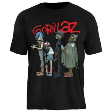 Imagem de Camiseta Banda Gorillaz Masculina em Algodão Gola Redonda Manga Curta Stamp Rockwear-Unissex