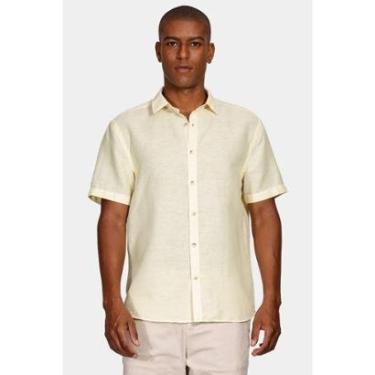 Imagem de Camisa Manga Curta Move Slim Linho Algodão Amarelo-Masculino