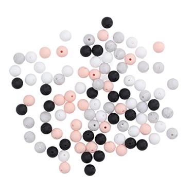 Imagem de Cryfokt Contas de Pulseira de Silicone 100pcs Coloridas Redondas DIY Contas Soltas de Silicone para Colares Brinquedos de bebê (Tipo C)