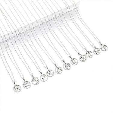 Imagem de 1 colar com pingente de constelação, liga de prata, estrela celestial, 50 cm de comprimento, Small, Metal, Sem Pedra Preciosa