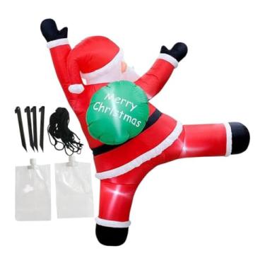 Imagem de CarpNettore Papai Noel Inflável de 1,80m para Decoração de Natal Ao Ar Livre, Ideal para Varandas, Telhados, Janelas E Jardins. Perfeito para Escalar E Decorar, Style B, Tamanho real
