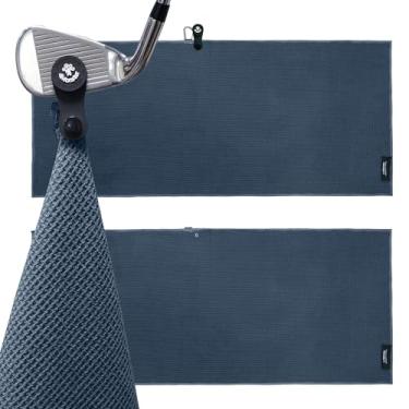 Imagem de 4Monster Pacote com 3 toalhas de golfe com ímã destacável e bolsa portátil, conjunto de toalhas de golfe de microfibra de secagem rápida para sacos de golfe, presentes de toalha personalizados para