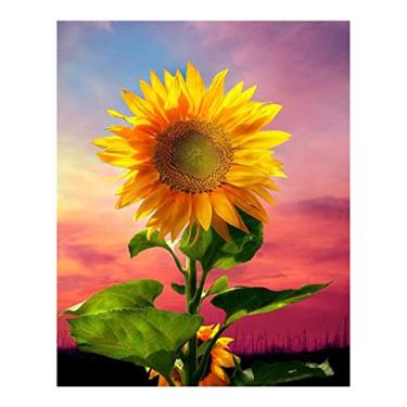 Imagem de Kit DIY Girassol 5D com Broca Completa Mosaico de Cristais Acrílico Arte Decorativa Parede para Casa Presente Sem Moldura Ferramentas Apoio Tela Alta