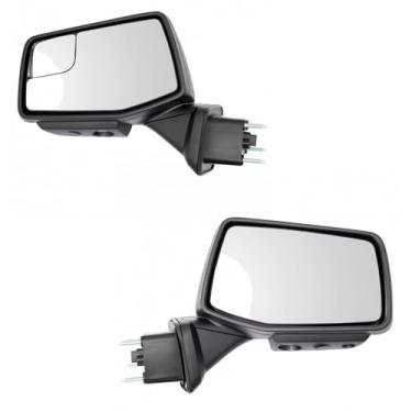 Imagem de TRQ Espelho Power Heated Spotter Power-Fold Temp Sensor Perimeter Memory Puddle Lamp Texture Black Triple Stripe Style Cap LH RH Par para GMC Sierra 1500 2019-2020