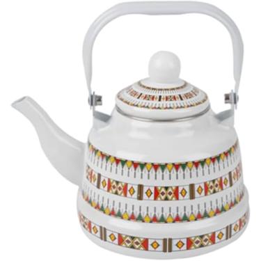 Imagem de Chaleira de chá para acampamento, chaleira de porcelana esmaltada, chaleira de água de aquecimento estilo chinês com alça, chaleira de água de grande capacidade para fogão, fogão de indução, bule