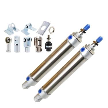 Imagem de MA25 Cilindro de ar pneumático 25 mm furo 25-500 mm Curso pequeno aço inoxidável mini cilindros de dupla ação (MA25x300-CA-S, cilindro e Y)