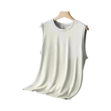 Imagem de Camiseta Regata Masculina Leve De Seda Gelada Com Malha Para Esportes 