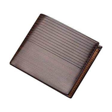 Imagem de Carteira masculina de couro curta fina masculina porta-cartões de crédito dinheiro carteira masculina bolsa de dinheiro (cor: marrom tamanho: 9,5 * 12 cm)