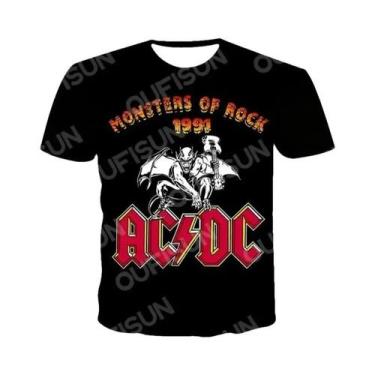 Imagem de Camisetas Unissex AC DC Impressas Em 3D Com Gola Redonda E Manga Curta
