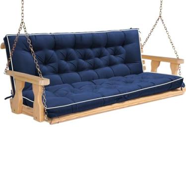 Imagem de PITCTCHIC Almofadas de balanço para varanda, almofadas de substituição para balanço ao ar livre, 3 lugares com encosto, almofada de banco impermeável espessa com laços para pátio, exterior, quintal e