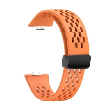 Imagem de GANYUU Pulseira de silicone com fivela dobrável para Huawei Watch Fit 3, pulseiras esportivas HUAWEI Fit3 (laranja)