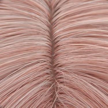 Imagem de Cryfokt Peruca Cosplay Rosa Personagens de Anime Fofo Médio Longo Peruca Sintética para Cosplay Festa de Halloween 1 X para Mulheres, Vida Diária (Tipo 1)