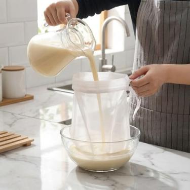 Imagem de Sacos de filtro de nylon multiuso, filtro de malha ultrafina para leite de soja, suco de frutas, suco de vegetais, resíduos de vinho, ferramenta de cozinha reutilizável para coar e preparar alimentos