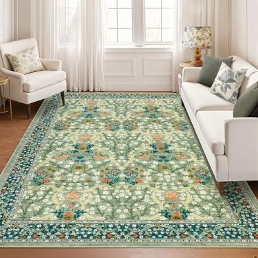 Imagem de GarveeHome Tapete de área de 22 x 30,5 cm, tapete para sala de estar, antiderrapante, lavável, tapete macio, resistente a manchas, tapete fino para quarto, sala de jantar, berçário, sala de jogos