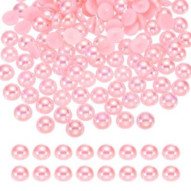 Imagem de Generic 1000 peças de meia pérola para artesanato, 6 mm de plástico metade flatback imitação de pérolas cabochão contas soltas strass para artesanato DIY roupas copo sapatos enfeite unhas (rosa AB)