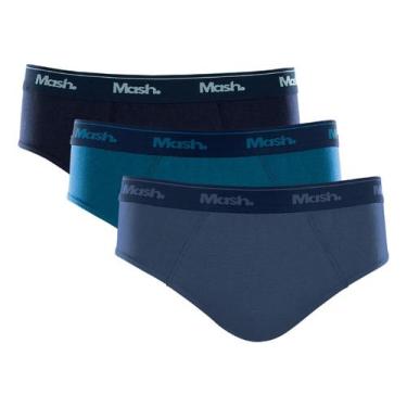 Imagem de Kit C/6 Cueca Slip Mash Ref. 010.04, Marinho/Azul Petróleo/Azul Jeans,