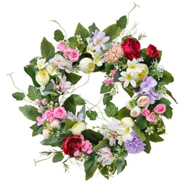 Imagem de Pssopp Grinalda de Primavera Com Folhas de Eucalipto, Janela Primavera Verão Grinalda Artificial para Interior Ao Ar Livre Fazenda Casa Varanda Decoração da Parede (Coroa de flores)