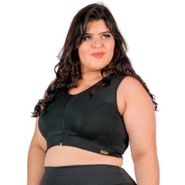 Imagem de Top Fitness Alta Sustentação Com Zíper Feminino Plus Size Fitness Catw