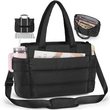 Imagem de RAINSMORE Bolsa feminina leve, acolchoada com compartimentos para trabalho, viagens, academia, preta