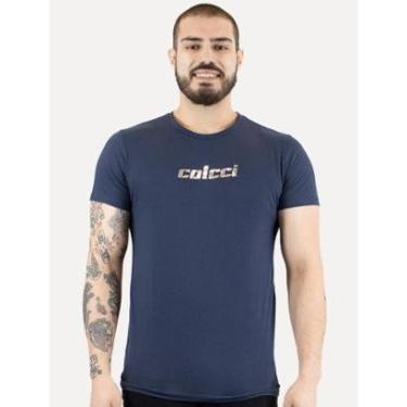 Imagem de Camiseta Colcci Masculina Slim Crewneck Mirrored Azul Marinho-Masculino