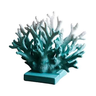 Imagem de Ioensy Peça decorativa de coral, centro de mesa rústico, artesanato em resina para decoração de casa, adereço fotográfico, armário de TV, presente de, Azul
