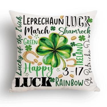 Imagem de Capa de almofada Leprechaun Luck St. Patrick's Day – 45,7 x 45,7 cm – Trevo, ferradura, design irlandês da sorte para sofá, sofá, sala de estar, celebração do dia de São Patrício