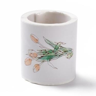 Imagem de 50 peças de adesivos retangulares autoadesivos de papel para presente, palavra agradecimento e adesivos de padrão de flores para presentes decorativos de festa ou scrapbook, projetos DIY e materiais