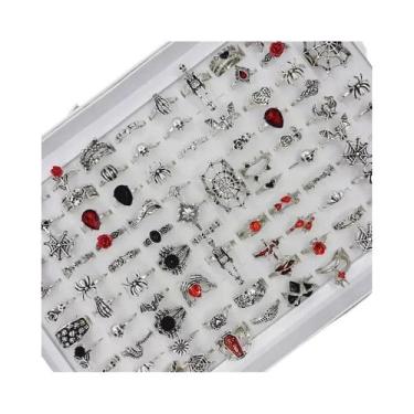 Imagem de Anéis Vintage Punk Com Caveira E Aranha, Estilo Gótico Escuro Para Hal