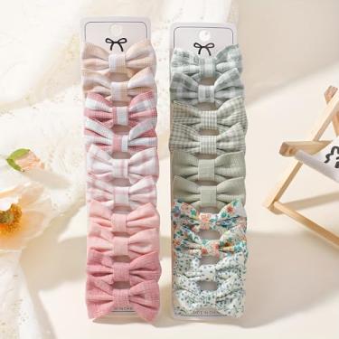 Imagem de 20 peças de grampos de cabelo pequenos para bebês meninas 3,6 cm - 5,6 cm mini conjunto de presilhas antiderrapantes totalmente forradas artesanais laço flor acessórios de cabelo para recém-nascidos