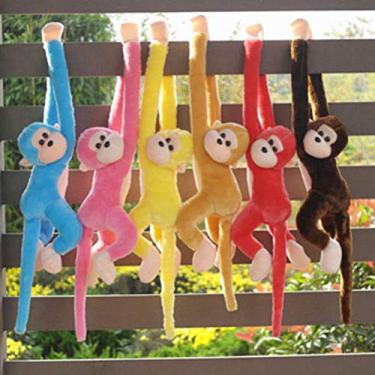 Imagem de Naroote Boneca Animal Dos Brinquedos Macios do Macaco Braço Longo de 60 Cm, Cores Brilhantes para a Cognição da Cor bebê, Material Muito Macio e Confortável (Vermelho)