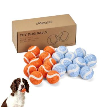 Imagem de MECOOL Bolas de tênis para cães 5 cm, 20 peças, buscam bolas interativas para cães duráveis para limpar os dentes, brincar em ambientes internos/externos para cães pequenos e médios (azul e laranja)