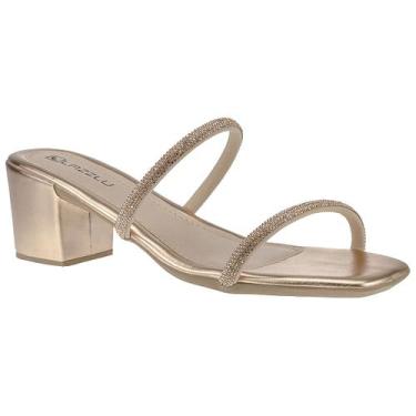 Imagem de Sandália Salto Bloco Feminina Médio Tamanco Strass Brilho - LAZZLU, Br